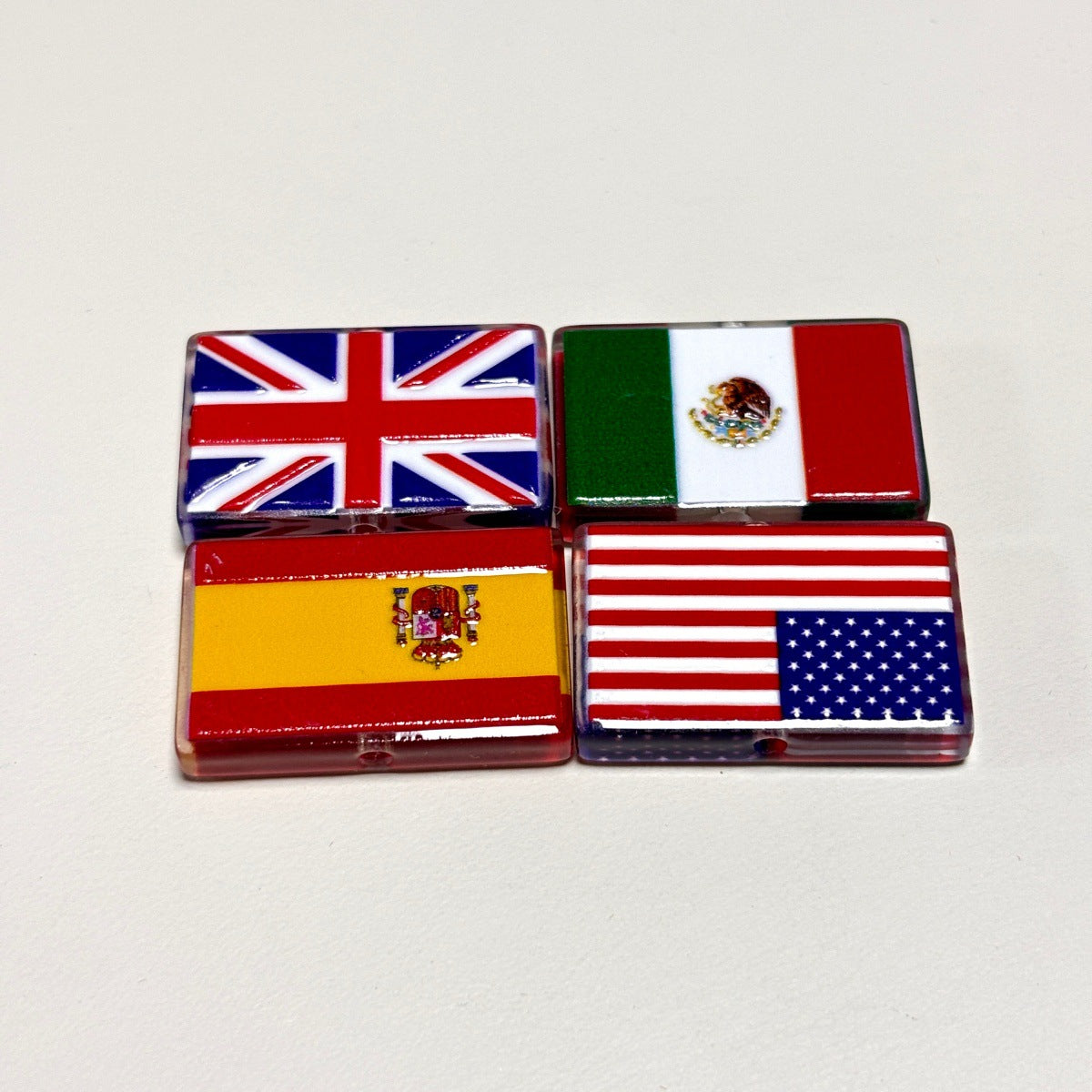 Country National Flags Acrylic Focal Beads, World Flags Rectangle Charms for DIY Beadable Pens, Keychains & Patriotic Crafts