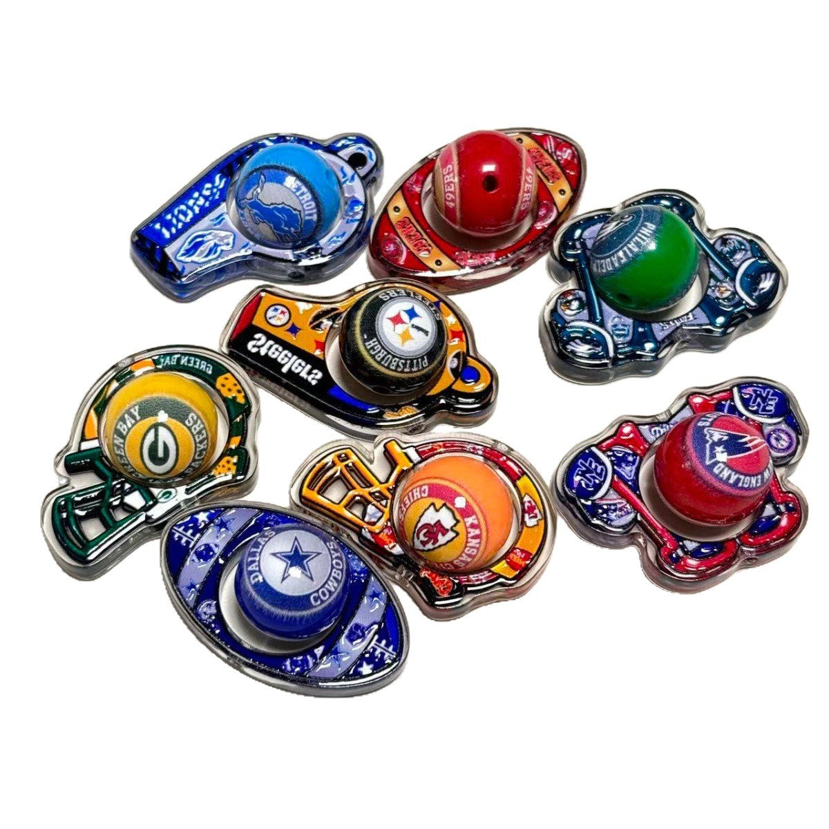 Football Game Day Team Colors Hug Frame Focal Beads, Helmet & Football Spacer Charms for DIY Beadable Pens, Keychains & Wristlets