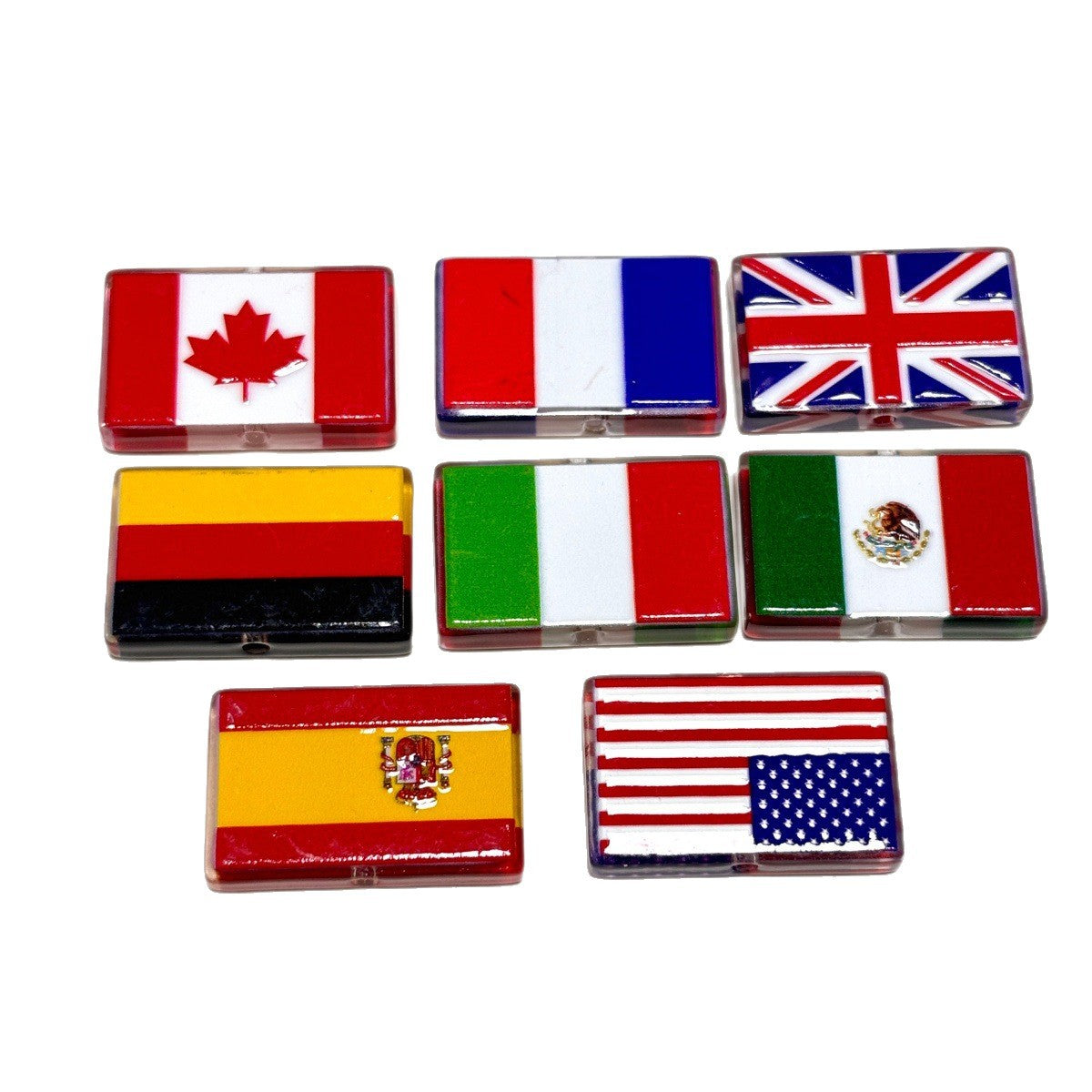 Country National Flags Acrylic Focal Beads, World Flags Rectangle Charms for DIY Beadable Pens, Keychains & Patriotic Crafts