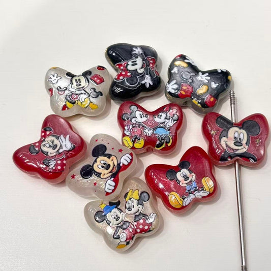 Butterfly Glitter Focal Beads, Cute Magical Mouse Print Acrylic/Resin Beads for Beadable Pens, Keychains & DIY Crafts