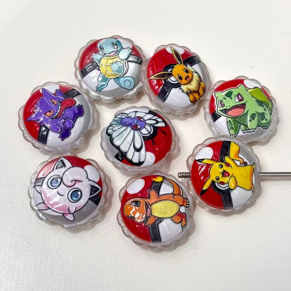 Anime Monster Ball Acrylic Focal Beads, Cute Pocket Monster Character Resin Beads for Beadable Pens, Keychains & DIY Crafts