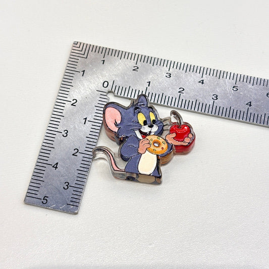 Cat & Mouse Foodie Duo Acrylic Focal Beads, Nostalgic Cartoon Cheese & Sweet Treats Beads for Beadable Pens, Keychains & DIY Crafts