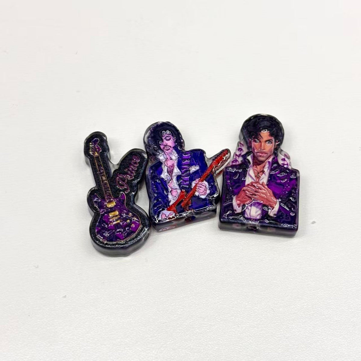 Purple Legend Rock Star Acrylic Focal Beads, 80s Pop Icon Guitarist Character Beads for Beadable Pens, Keychains & DIY Crafts