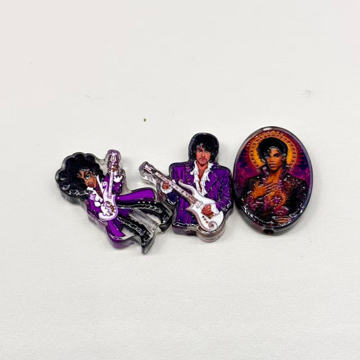 Purple Legend Rock Star Acrylic Focal Beads, 80s Pop Icon Guitarist Character Beads for Beadable Pens, Keychains & DIY Crafts