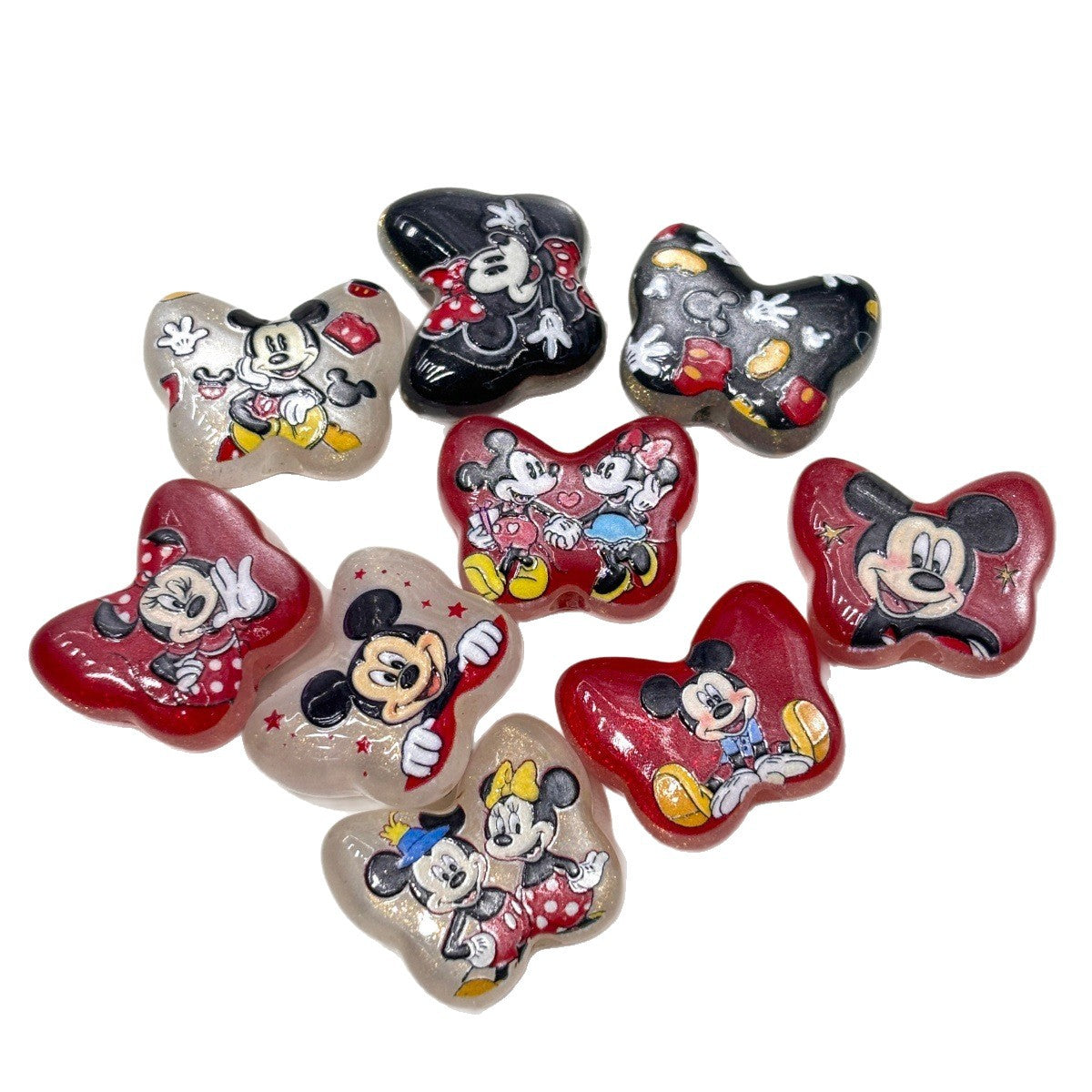 Butterfly Glitter Focal Beads, Cute Magical Mouse Print Acrylic/Resin Beads for Beadable Pens, Keychains & DIY Crafts