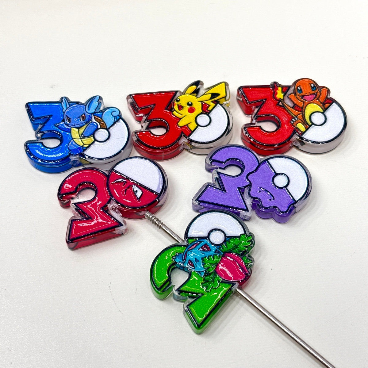 30th Anniversary Anime Monster Acrylic Focal Beads, Number 30 Creature Ball Beads for Beadable Pens, Keychains & DIY Crafts