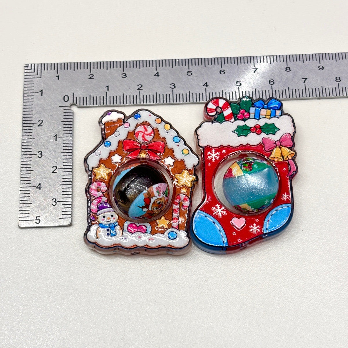 Rotating Spinner Christmas Acrylic Focal Beads, Gingerbread & Sleigh Holiday Beads for DIY Beadable Pens, Keychains & Crafts