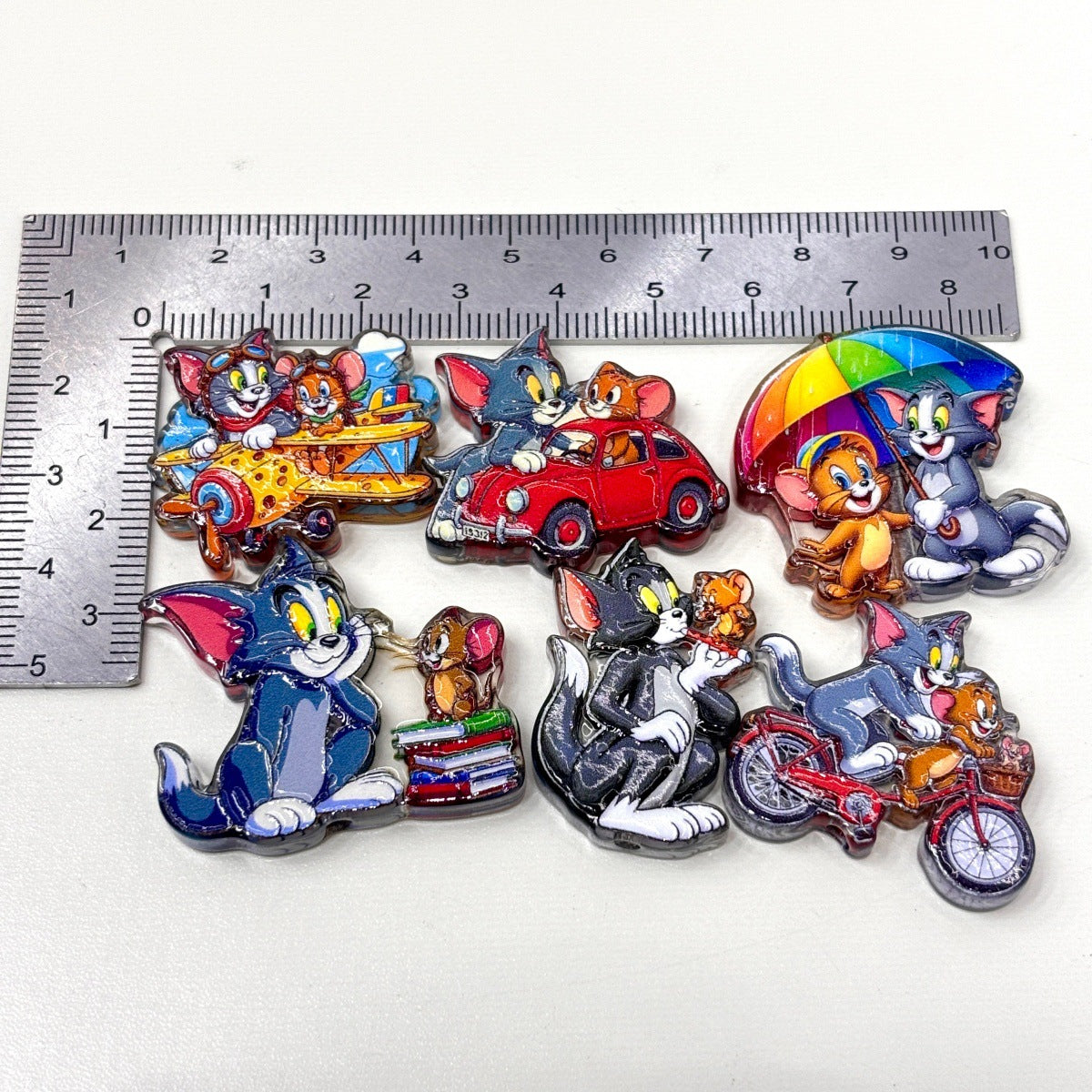 Classic Cat & Mouse Frenemies Acrylic Focal Beads, Retro Cartoon Duo Car & Airplane Beads for Beadable Pens & Keychains