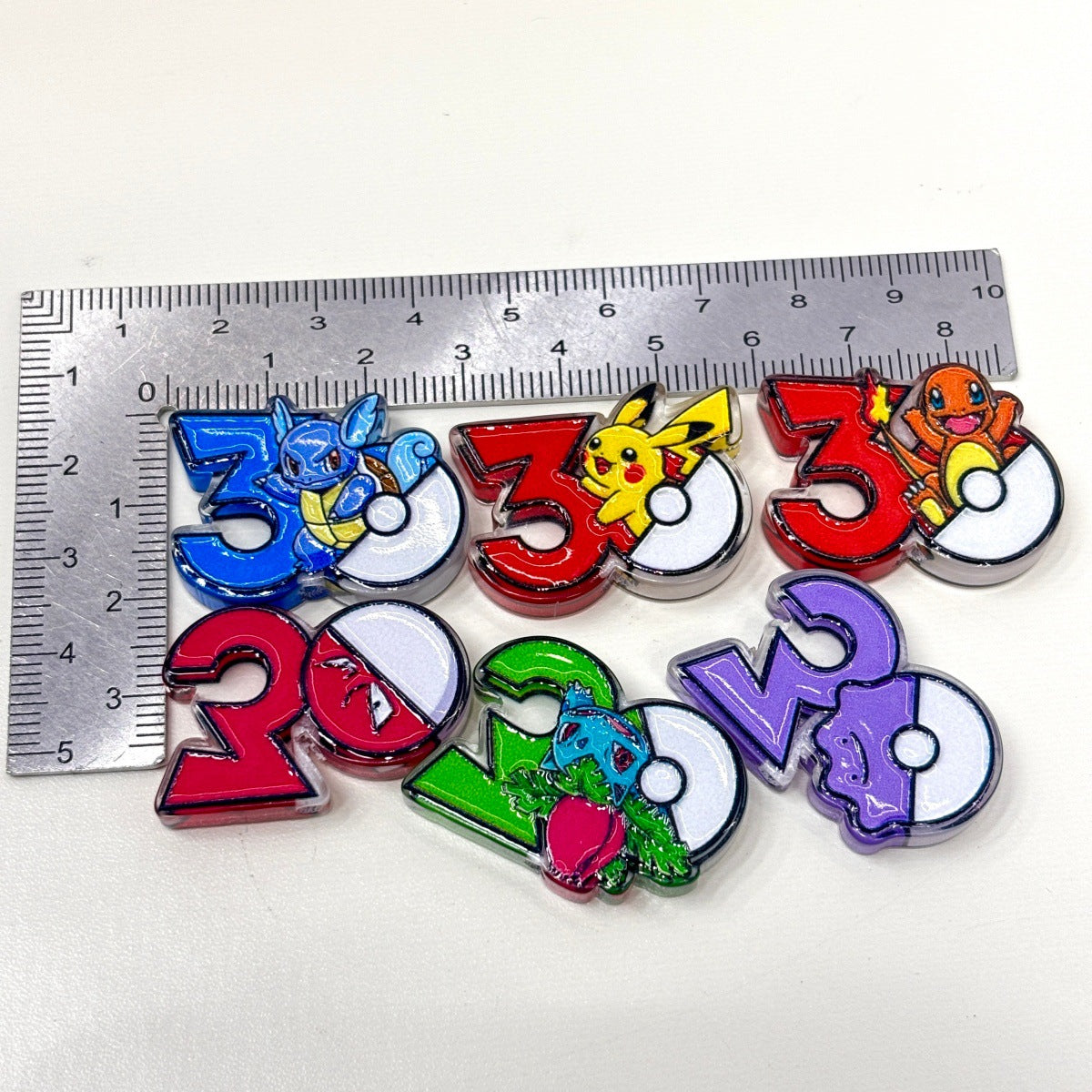 30th Anniversary Anime Monster Acrylic Focal Beads, Number 30 Creature Ball Beads for Beadable Pens, Keychains & DIY Crafts