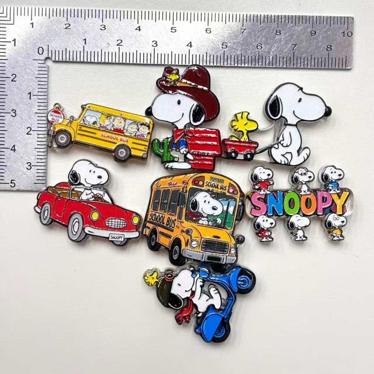 Retro Comic Dog & School Bus Acrylic Focal Beads, Cute Adventure Puppy Cartoon Beads for Beadable Pens, Keychains & DIY Crafts