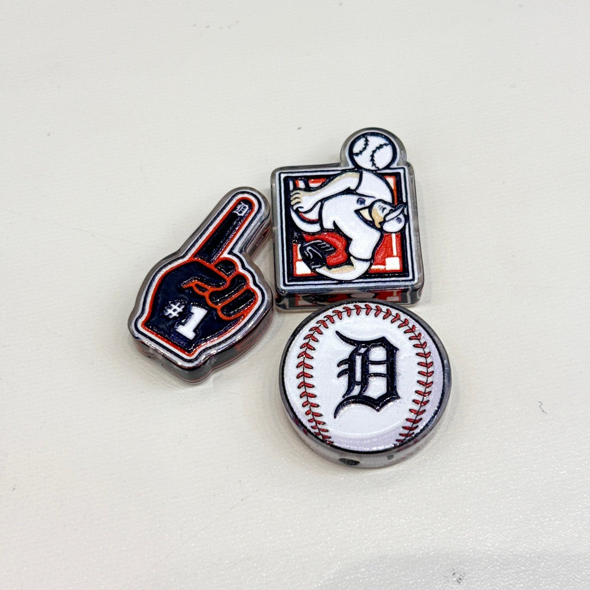 Navy & Orange Baseball Acrylic Focal Beads, Game Day Fan Foam Finger & Love Beads for Beadable Pens & Keychains