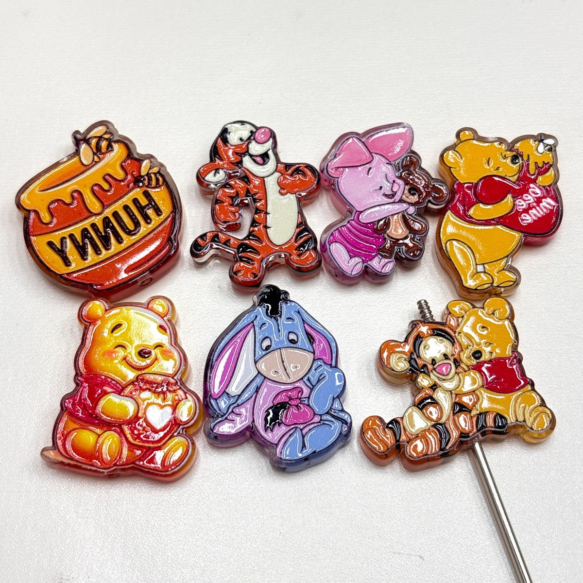 Cute Honey Bear & Friends Acrylic Focal Beads, Sweet Hunny Pot & Tiger Resin Beads for Beadable Pens, Keychains & DIY Crafts