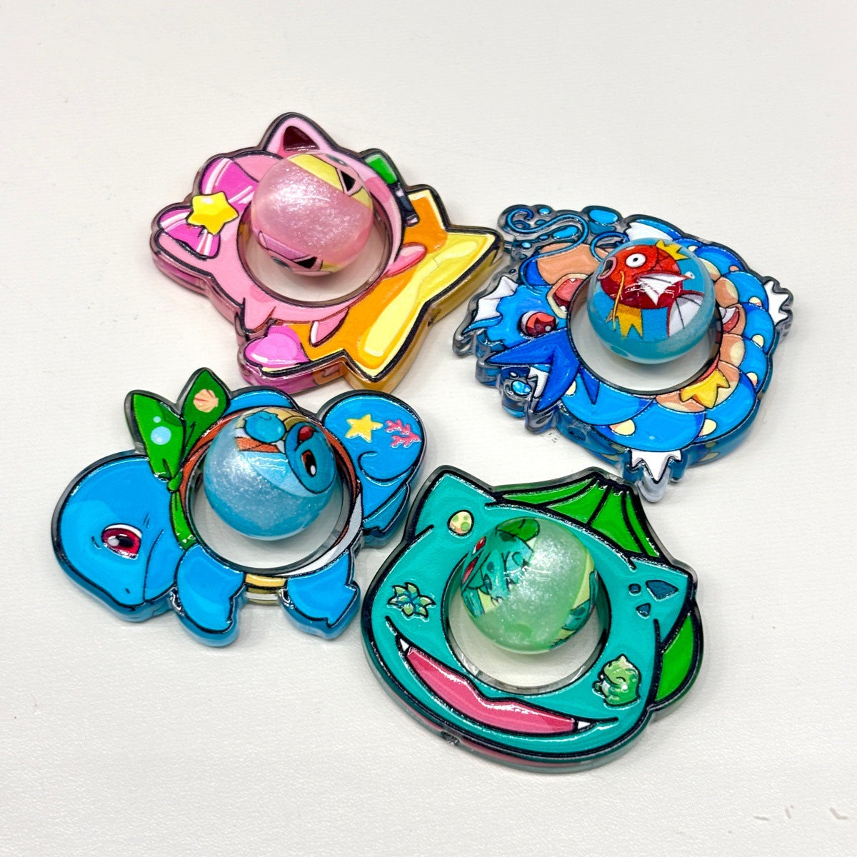 Rotating Spinner Anime Monster Acrylic Focal Beads, Hollow Frame Center Ball Beads for DIY Beadable Pens, Keychains & Crafts