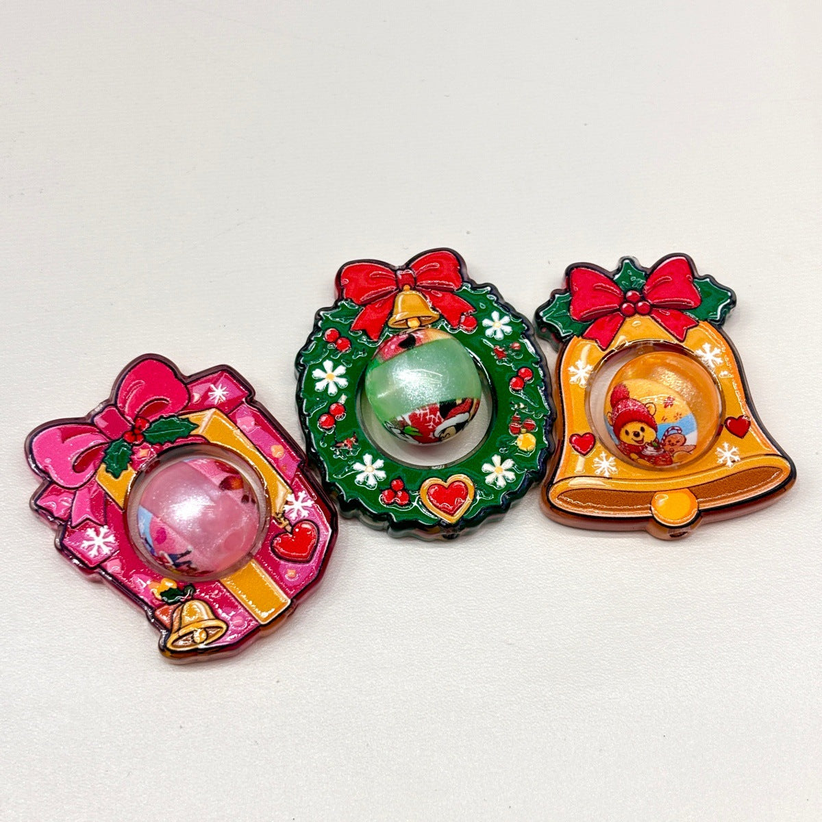 Rotating Spinner Christmas Acrylic Focal Beads, Gingerbread & Sleigh Holiday Beads for DIY Beadable Pens, Keychains & Crafts
