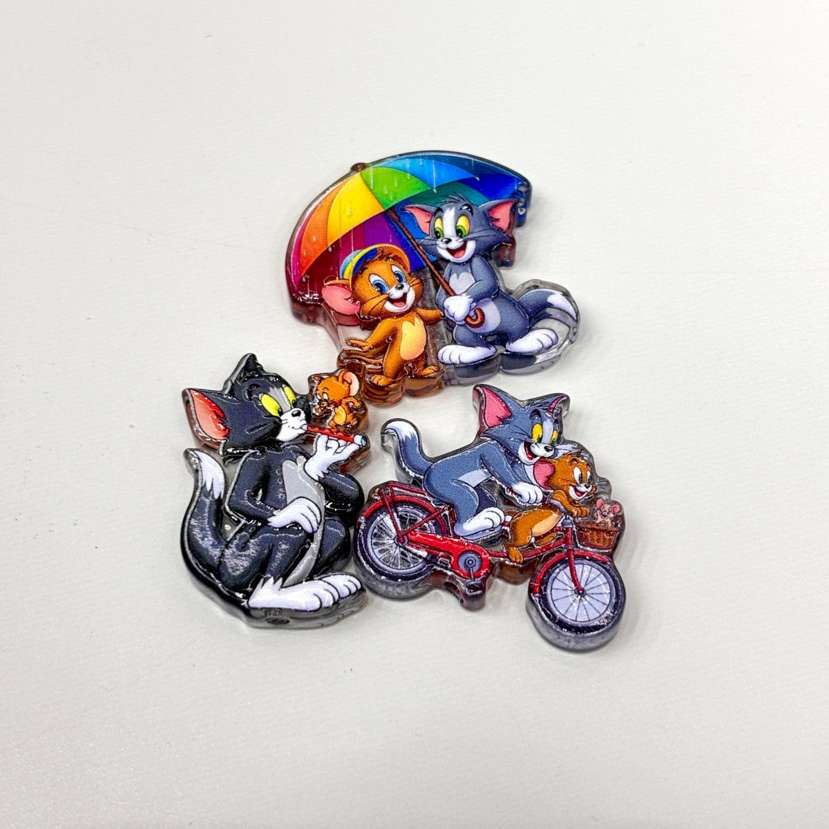 Classic Cat & Mouse Frenemies Acrylic Focal Beads, Retro Cartoon Duo Car & Airplane Beads for Beadable Pens & Keychains