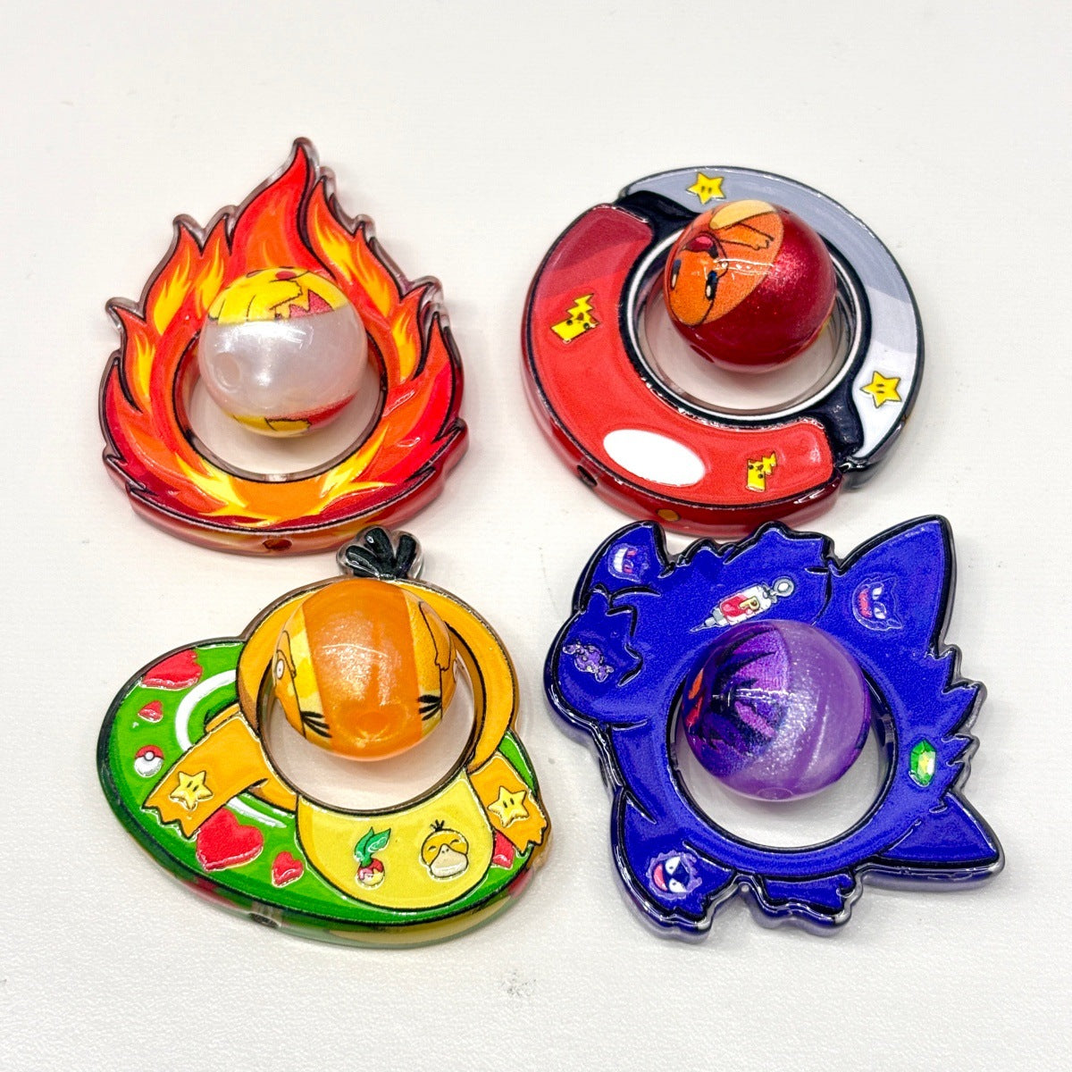 Rotating Spinner Anime Monster Acrylic Focal Beads, Hollow Frame Center Ball Beads for DIY Beadable Pens, Keychains & Crafts