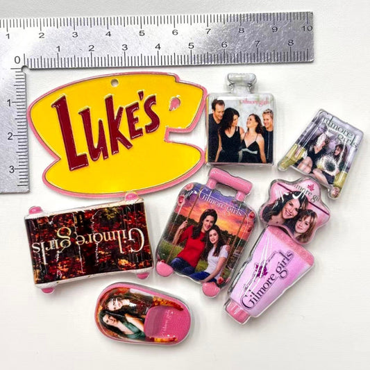 Stars Hollow Diner Acrylic Focal Beads & Charms, Cozy Autumn Mother Daughter TV Show Beads for Beadable Pens & Keychains