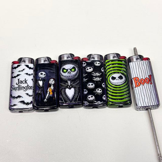 Halloween Skeleton Lighter Acrylic Focal Beads, Nightmare Gothic Lighter Charms for DIY Beadable Pens, Keychain & Bag Craft Supplies