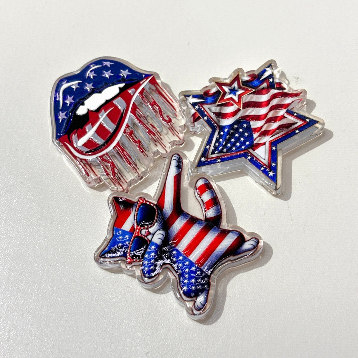 Patriotic 4th of July Acrylic Focal Beads, Red White & Blue American Flag Beads for DIY Beadable Pens, Keychain & Bag Craft Supplies