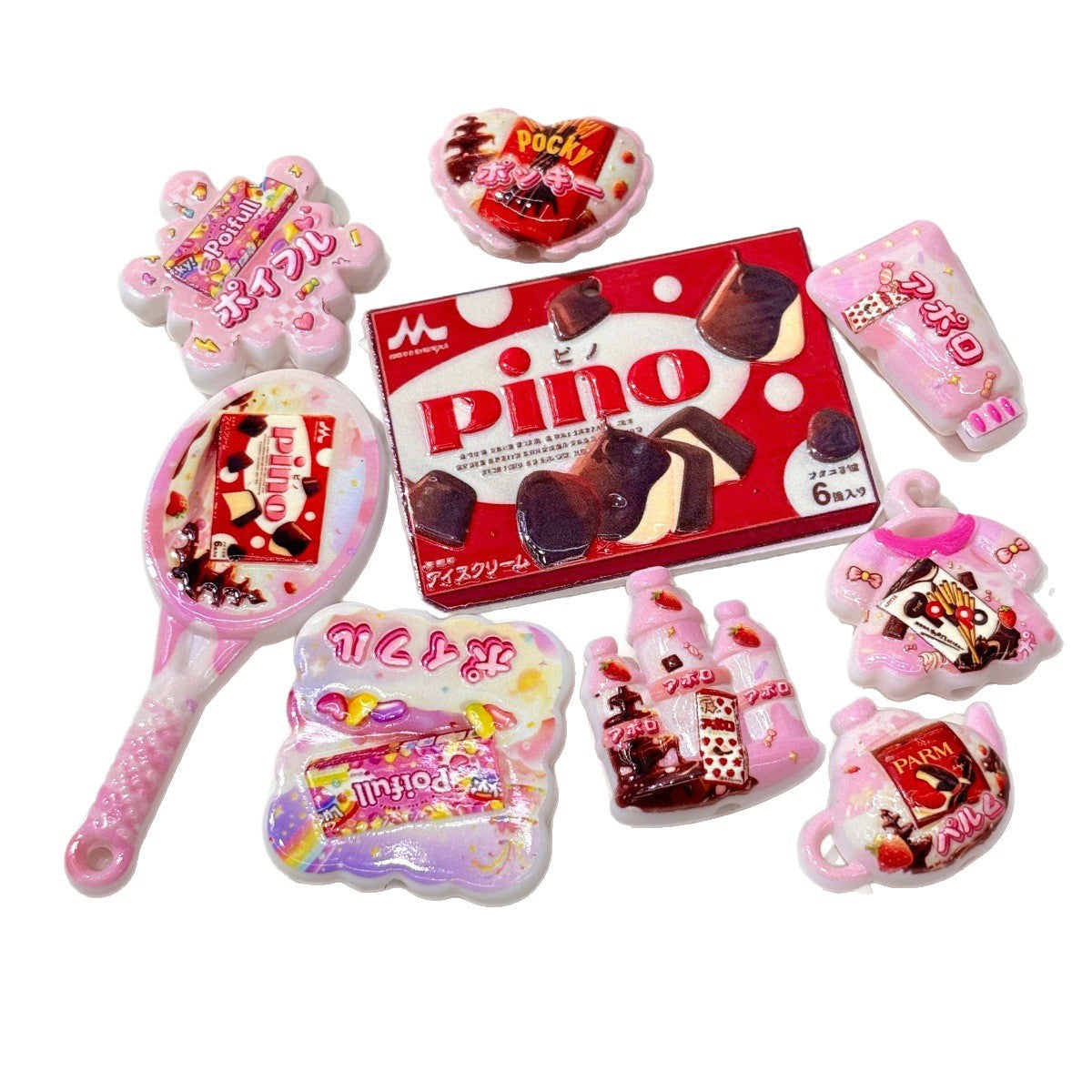 Japanese Snack & Sweet Treats Acrylic Focal Beads, Cute Candy & Ice Cream Charms for DIY Beadable Pens, Keychain & Bag Craft Supplies
