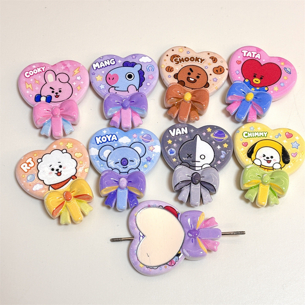 K-Pop Cartoon Friends Acrylic Focal Beads, Kawaii Heart Balloon & Ribbon Bow Beads for Beadable Pens, Keychains & Crafts