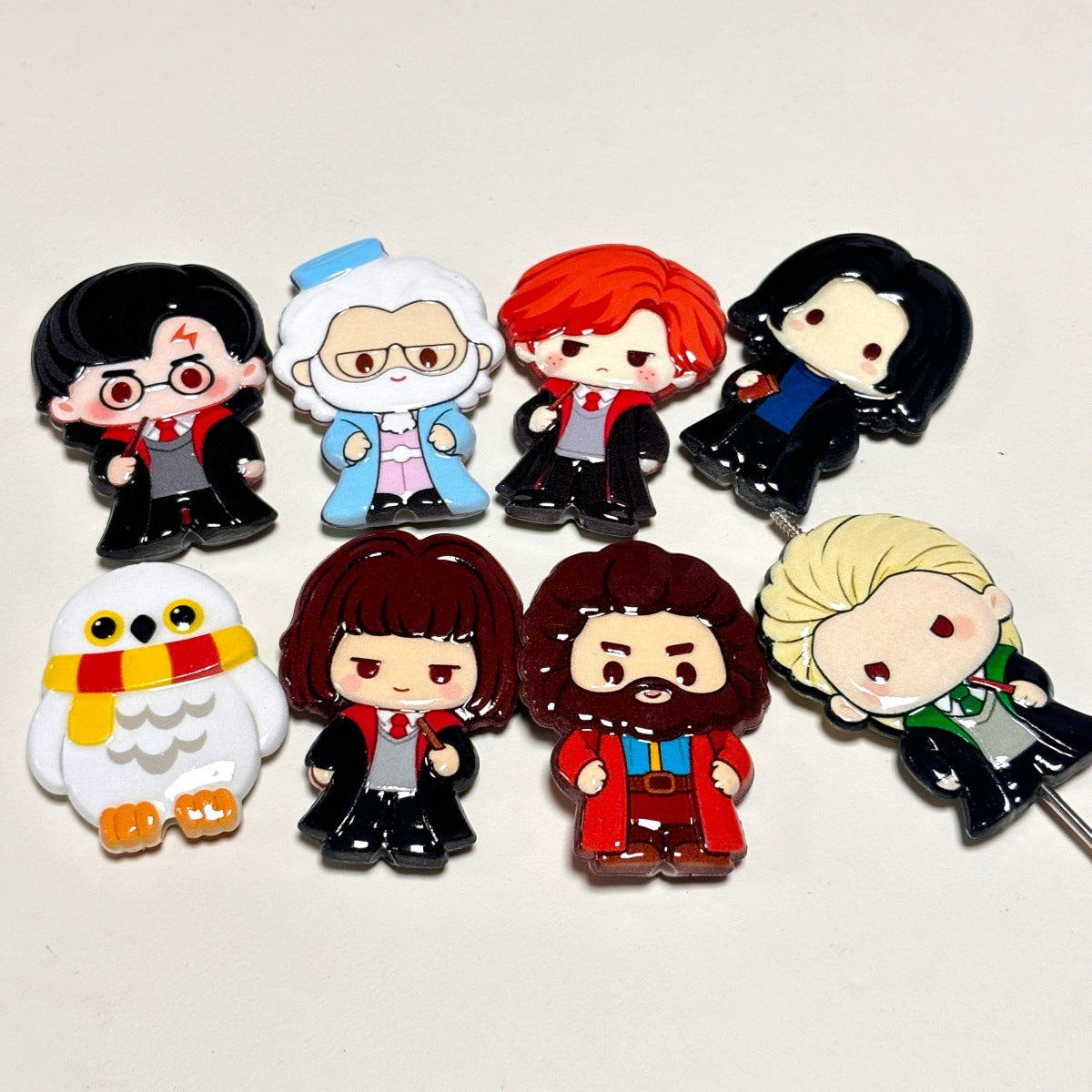 Magic Wizard Academy Acrylic Focal Beads, Chibi Wizard Characters & Snow Owl Beads for Beadable Pens, Keychains & Crafts