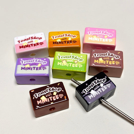 Cute Toast Shop Bakery Acrylic Focal Beads, Pastel Rectangle Brick Beads for DIY Beadable Pens, Keychains & Crafts