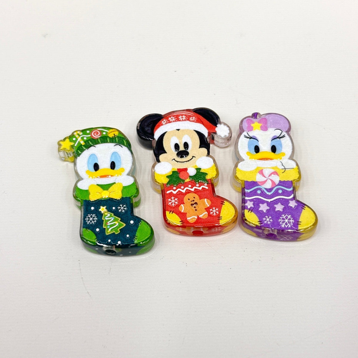 Christmas Stocking Cartoon Friends Acrylic Focal Beads, Holiday Snowman & Gingerbread Socks Beads for Beadable Pens & Keychains