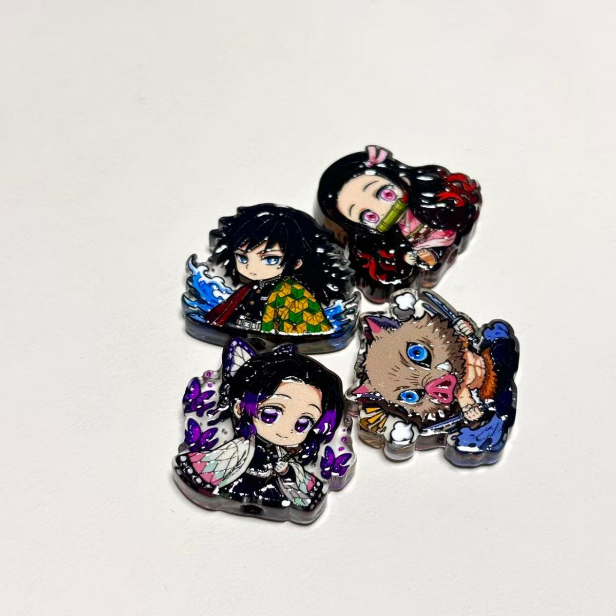 Anime Demon Hunter Acrylic Focal Beads, Japanese Blade Warrior Characters for DIY Beadable Pens, Keychains & Crafts