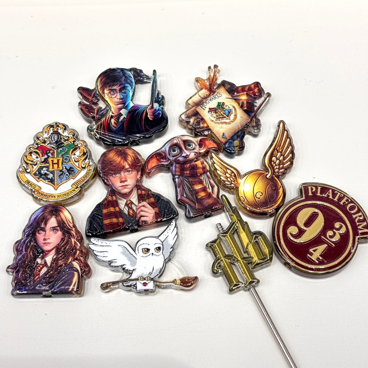 Magic Wizard Academy Acrylic Focal Beads, Platform 9¾ & Golden Flying Ball Charms for Beadable Pens, Keychains & DIY Crafts