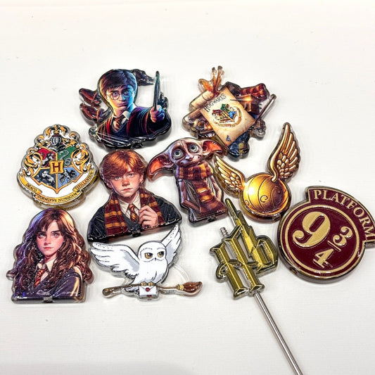 Magic Wizard Academy Acrylic Focal Beads, Platform 9¾ & Golden Flying Ball Charms for Beadable Pens, Keychains & DIY Crafts