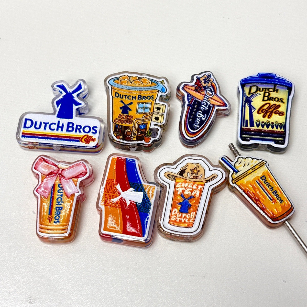 Blue Windmill Coffee Acrylic Focal Beads, Drive-Thru Iced Cup & Cowboy Hat Beads for Beadable Pens & Keychains