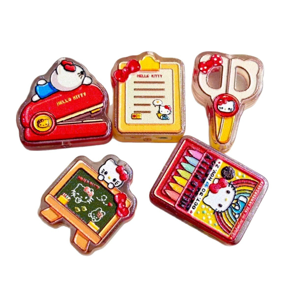 Back to School Stationery Acrylic Focal Beads, Cute Classroom Stapler & Crayon Box Beads for DIY Beadable Pens & Keychains