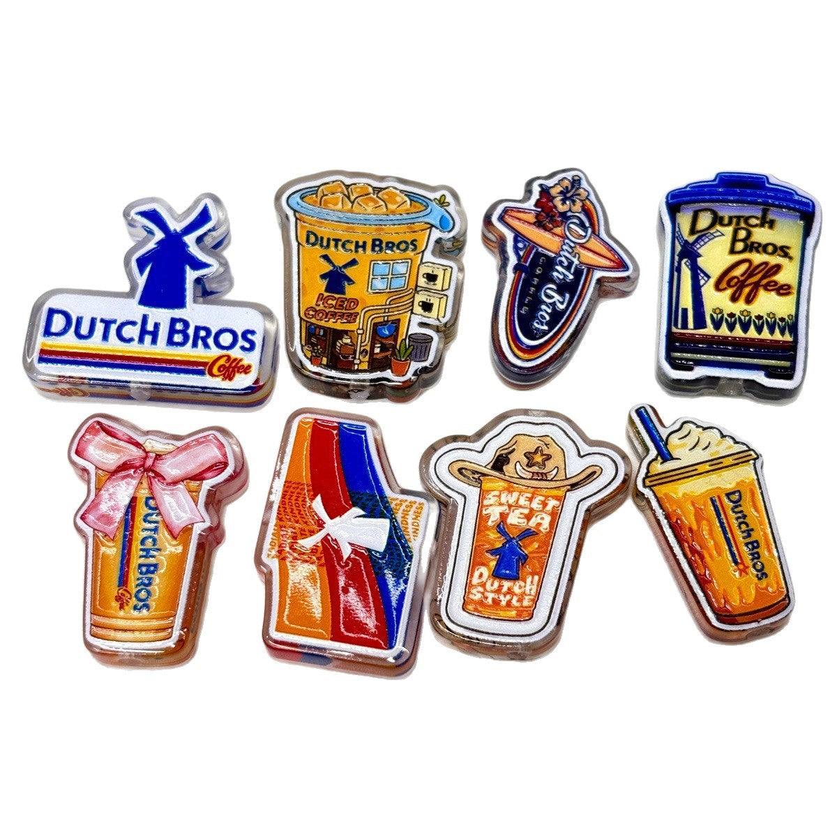 Blue Windmill Coffee Acrylic Focal Beads, Drive-Thru Iced Cup & Cowboy Hat Beads for Beadable Pens & Keychains