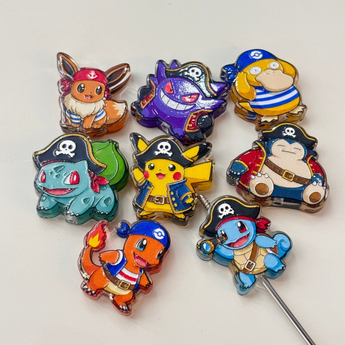 Pirate Battle Monster Acrylic Focal Beads, Caribbean Sailor Anime Creatures for DIY Beadable Pens & Keychains