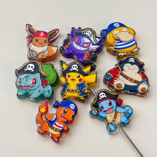 Pirate Battle Monster Acrylic Focal Beads, Caribbean Sailor Anime Creatures for DIY Beadable Pens & Keychains