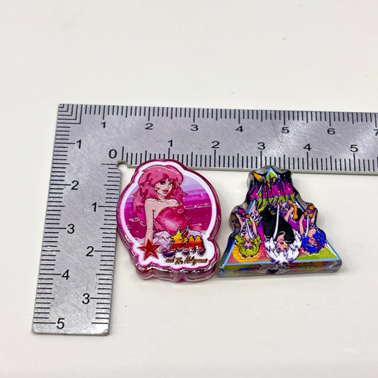80s Glam Rock Diva Acrylic Focal Beads, Neon Pink Pop Singer & Girl Band Beads for DIY Beadable Pens & Keychains