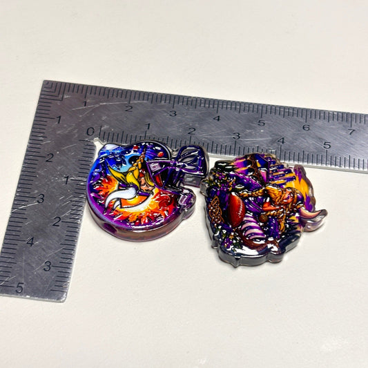 Purple & Gold Norse Warrior Acrylic Focal Beads, SKOL Game Day Football Beads for DIY Beadable Pens & Keychains