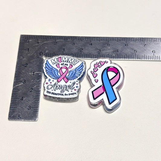 Infant Loss Awareness Acrylic Focal Beads, Mommy of an Angel & Ribbon Beads for DIY Beadable Pens & Keychains