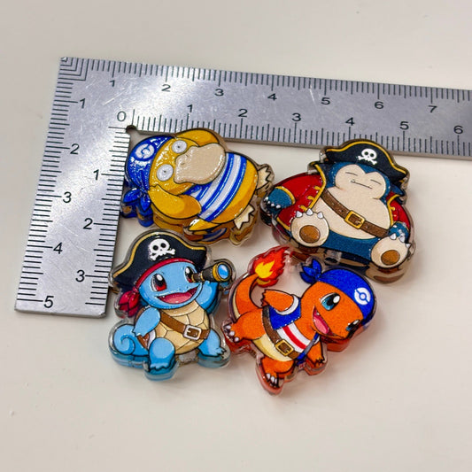 Pirate Battle Monster Acrylic Focal Beads, Caribbean Sailor Anime Creatures for DIY Beadable Pens & Keychains