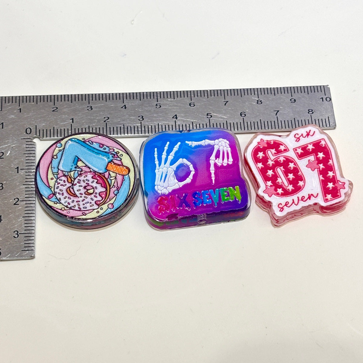 Fun Number 67 Acrylic Focal Beads, Six Seven Birthday & Holiday Beads for DIY Beadable Pens & Keychains