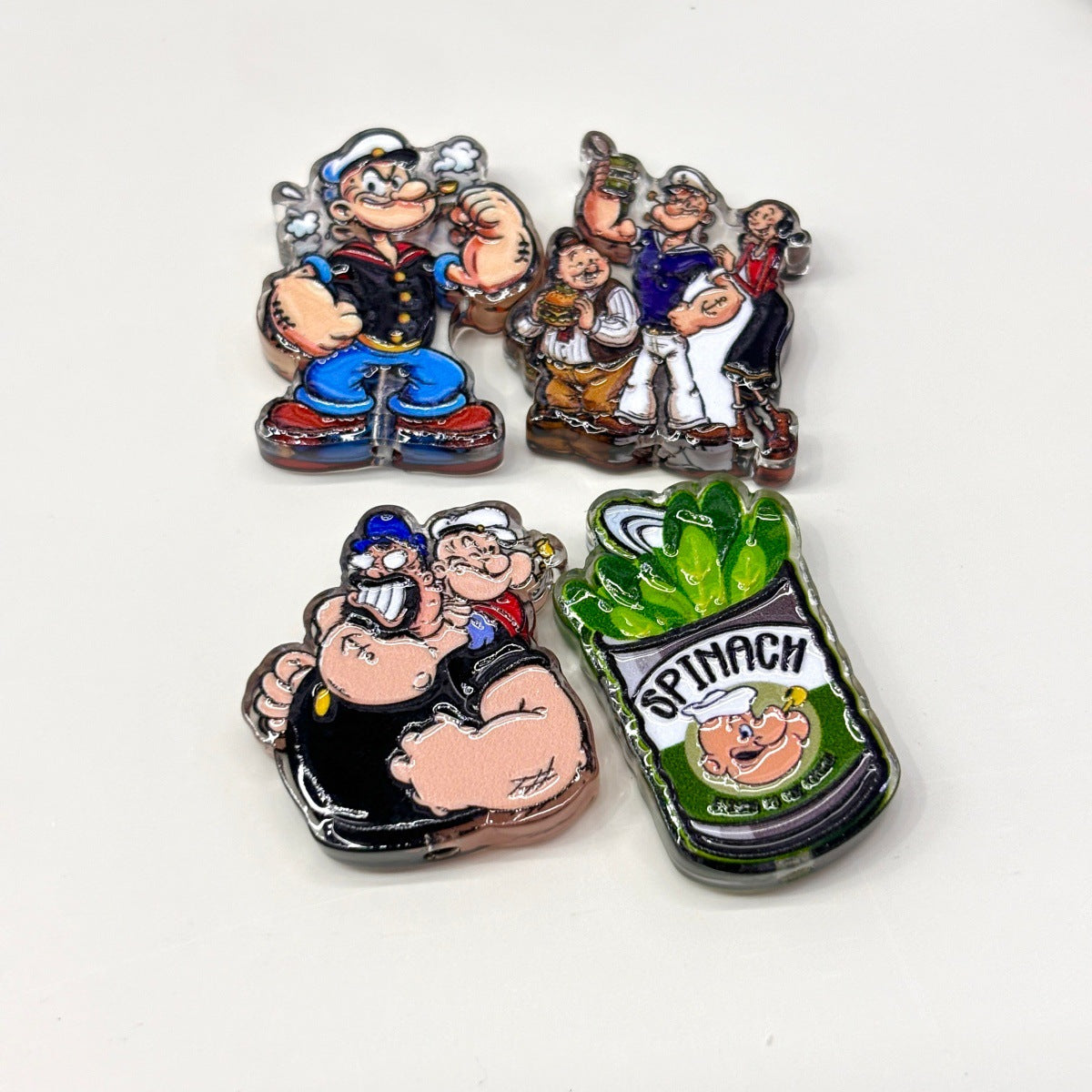 Retro Spinach Sailor Acrylic Focal Beads, Strong Muscle Sailor Man & Sweetheart Beads for DIY Beadable Pens & Keychains