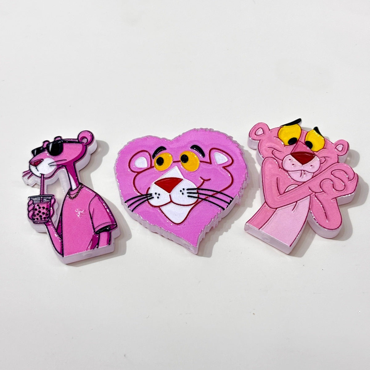 Y2K Pink Streetwear Panther Acrylic Focal Beads, Heart Face & Summer Drink Charms for DIY Pen Making & Wristlets