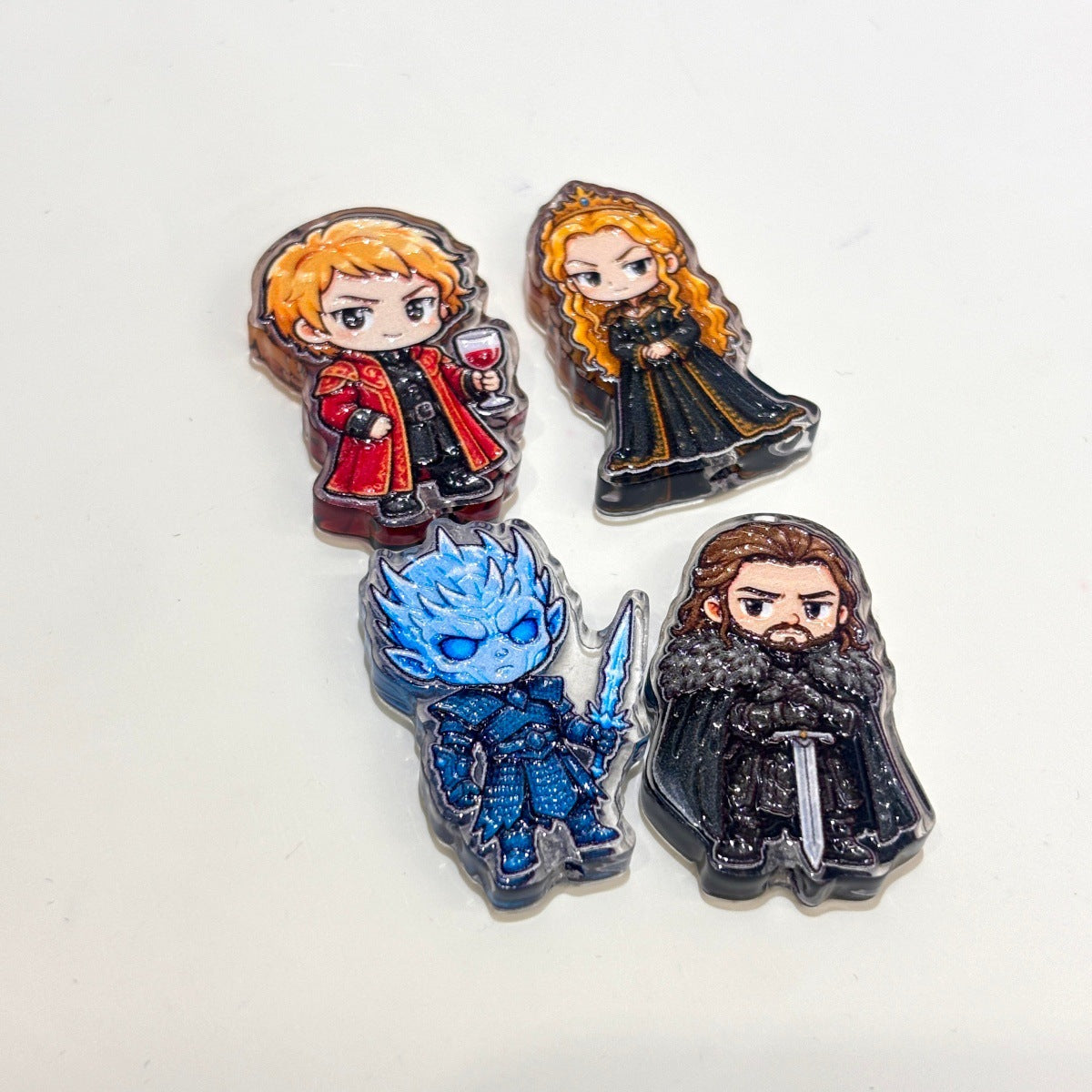 Medieval Fantasy Throne Acrylic Focal Beads, Chibi Ice & Fire Kingdom Royals for DIY Beadable Pens & Keychains