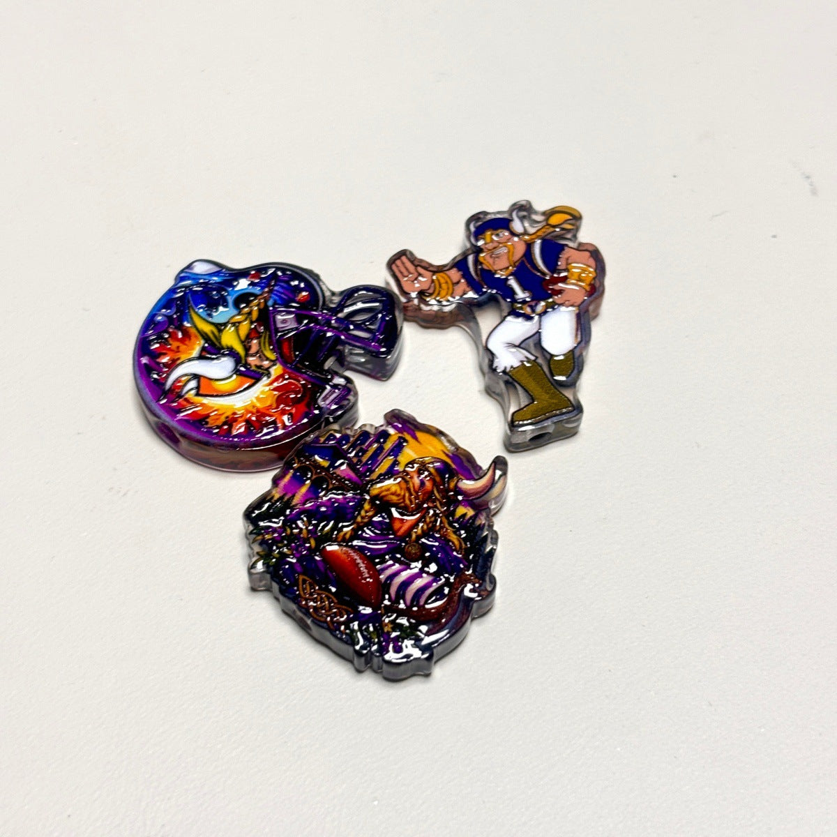Purple & Gold Norse Warrior Acrylic Focal Beads, SKOL Game Day Football Beads for DIY Beadable Pens & Keychains