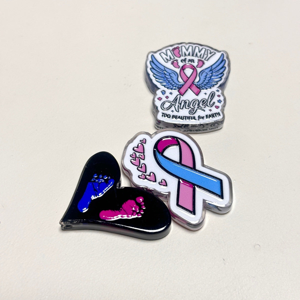 Infant Loss Awareness Acrylic Focal Beads, Mommy of an Angel & Ribbon Beads for DIY Beadable Pens & Keychains