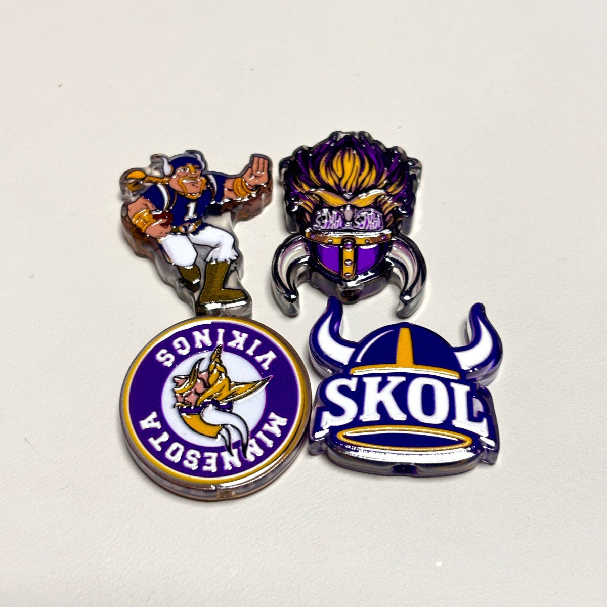 Purple & Gold Norse Warrior Acrylic Focal Beads, SKOL Game Day Football Beads for DIY Beadable Pens & Keychains