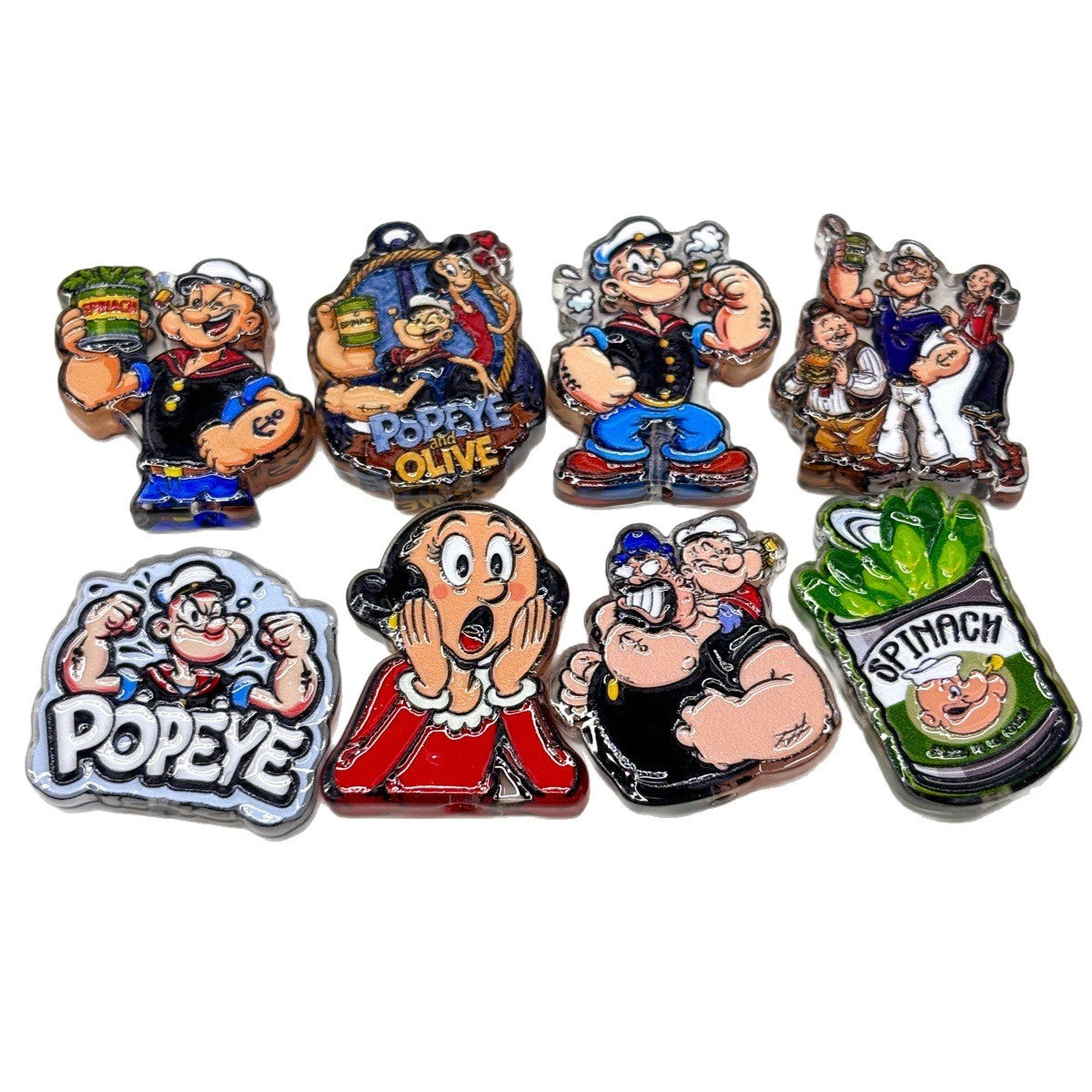 Retro Spinach Sailor Acrylic Focal Beads, Strong Muscle Sailor Man & Sweetheart Beads for DIY Beadable Pens & Keychains