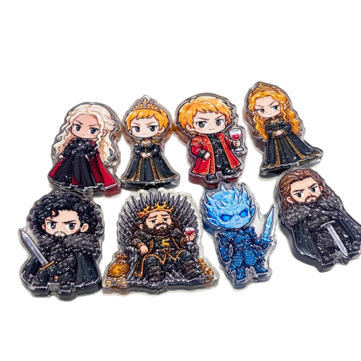 Medieval Fantasy Throne Acrylic Focal Beads, Chibi Ice & Fire Kingdom Royals for DIY Beadable Pens & Keychains