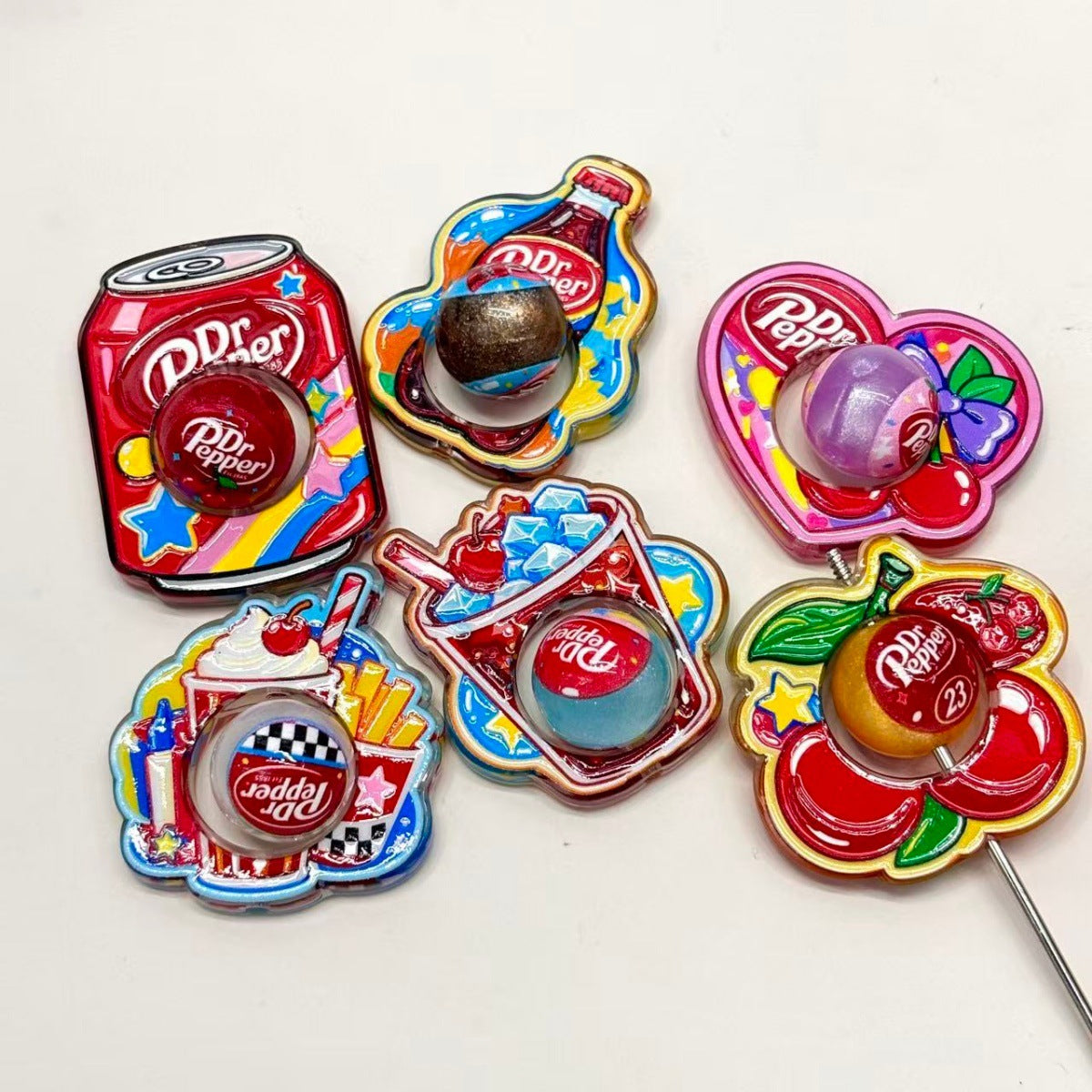 Cherry Pepper Soda Acrylic Focal Beads, Retro 23 Flavors Pop Can & Bottle Charms for DIY Beadable Pens & Keychains